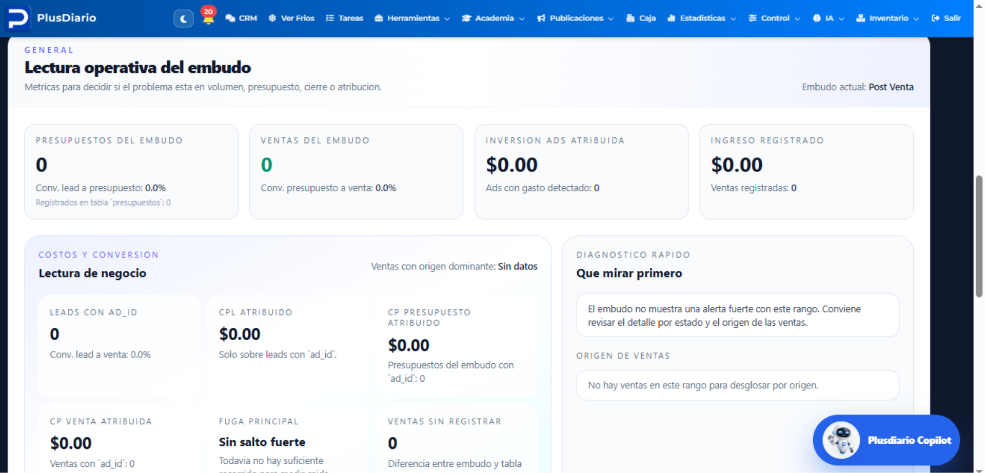 Auditoría comercial de conversaciones, objeciones y resultados finales con IA en Plusdiario IA.