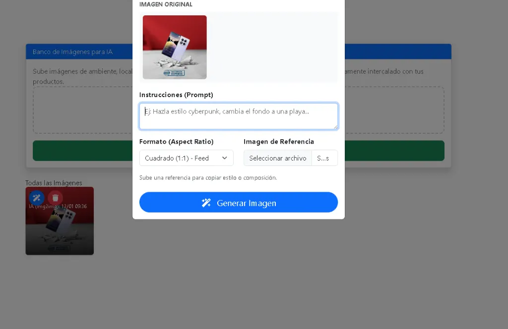 Editor de imagen con Inteligencia Artificial