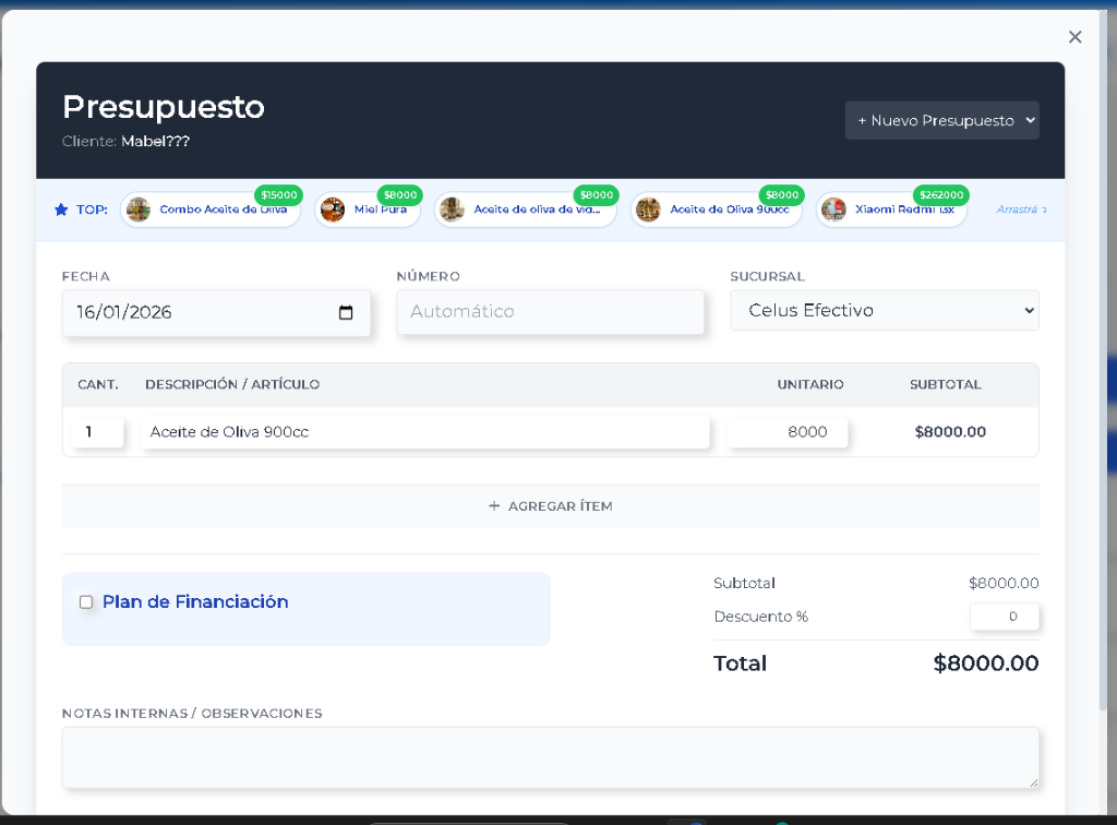 Presupuestos Drag and Drop